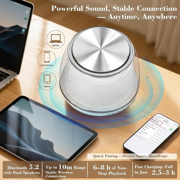 360° Motorized Rotating Display Stand with Bluetooth 5.2 Speaker, RGB Lights,... - Picture 4 of 5